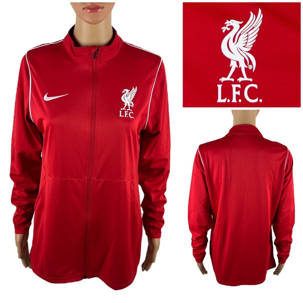 Nike Womens Large Jacket Red Liverpool F.C Football Soccer Full Zip Futbol EUC
